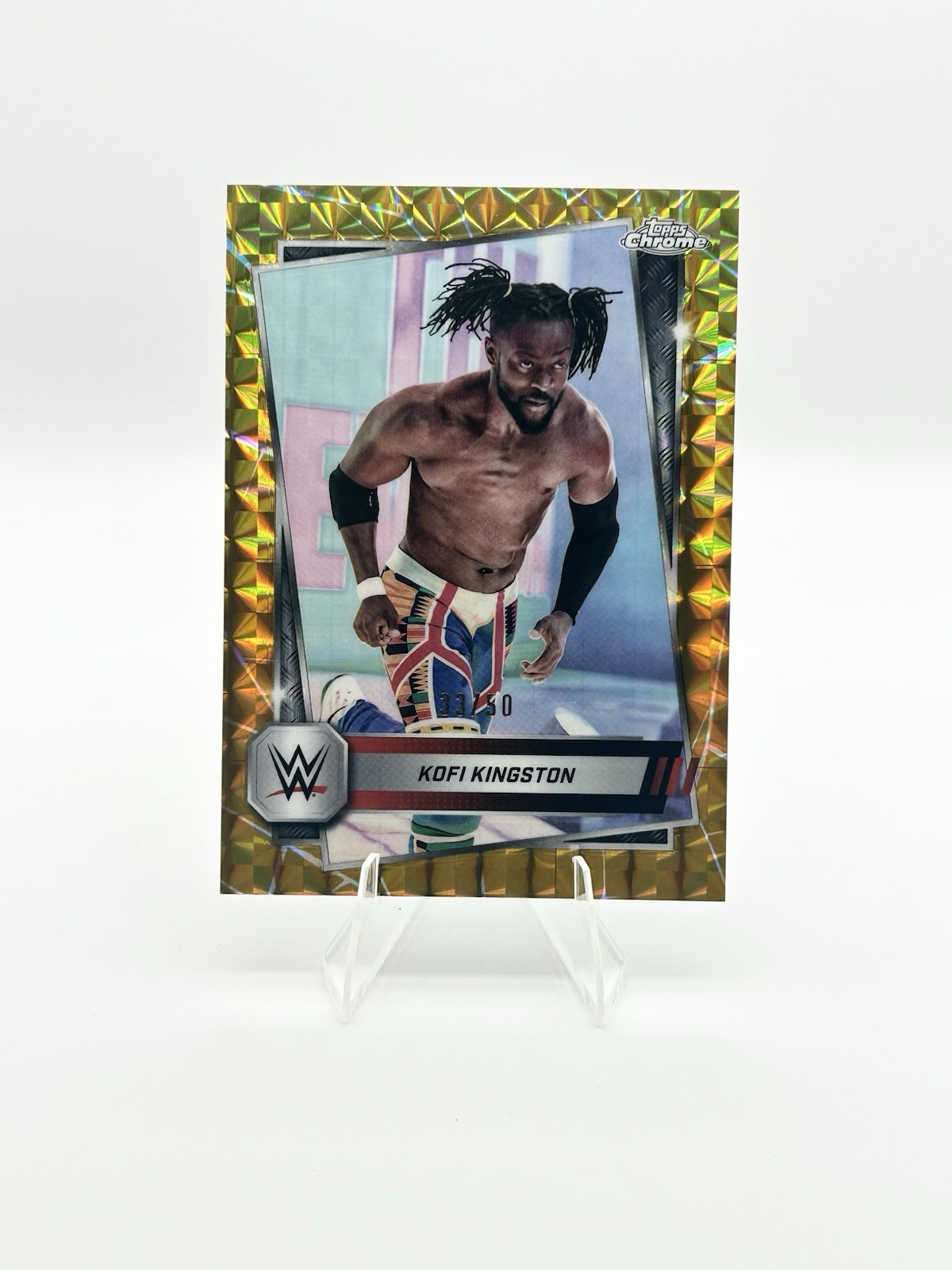 2025 Topps Chrome WWE Kofi Kingston Gold Geometric Refractor 33/50 #166