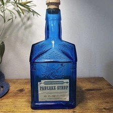 Wheaton Cobalt Blue Glass Bottle Embossed Paul Revere 1775 Vintage 8 Inches 