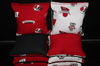 WISCONSIN BADGERS ALL WEATHER  Resin Filled Cornhole Bags 8 Top Quality Bags