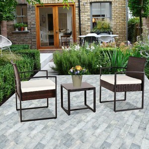 3piece Outdoor Patio Rattan Wicker Furniture Set Cushion Sofa Chair Coffee Table Ebay