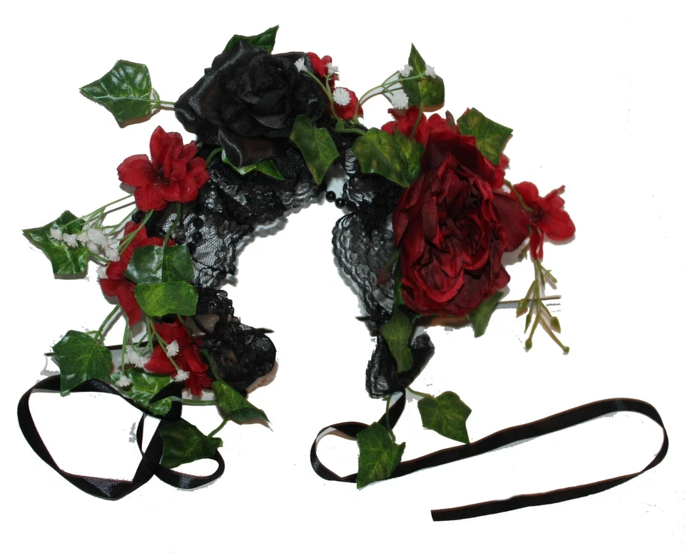 Adivino Gitano Victoriano Flor Corona Día de Muertos DOD Disfraz Accesorio Foto 4 de 4