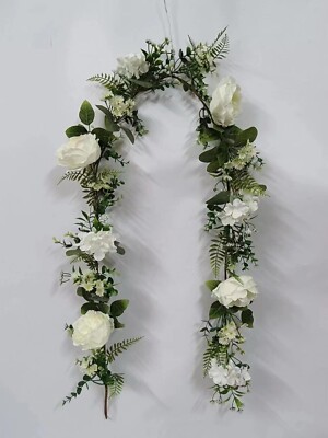 Hochzeit Girlande Dekoration Kunstblume weiß Pfingstrose 1,80m