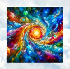 Celestial Galaxy Faux Stained-Glass WINDOW CLING Size 8" Square ~ Vinyl