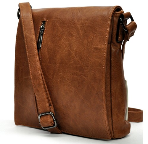 Borsa Uomo Vintage pelle venata BORSELLO Tracolla tasche zip moda MARRONE grande - Picture 3 of 15