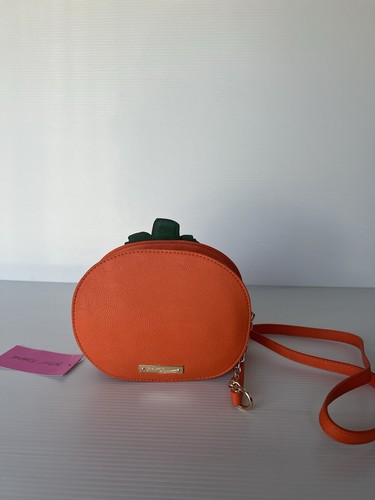 BETSEY JOHNSON Pumpkin Crossbody Bag BNWT Orange Halloween Long Strap - Picture 2 of 8