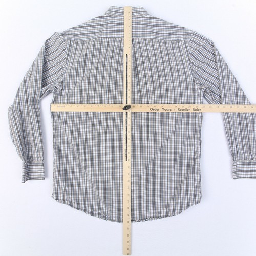 Izod Mens Plaid Button Down Shirt Adult Medium Long Sleeves Casual Brown - Picture 10 of 12