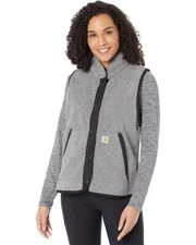 Carhartt Sherpa Fleece Snap Front Vest Womens X-Large XL Relaxed Fit Gray Black
