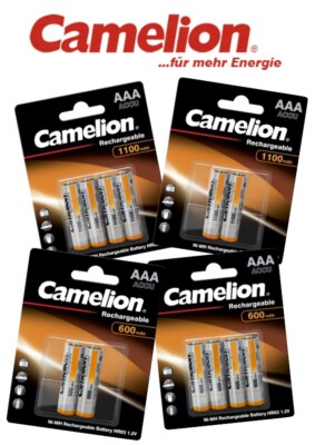 Camelion High Power Akkus AAA Micro 1100mAh / 600mAh wiederaufladbare Batterien 