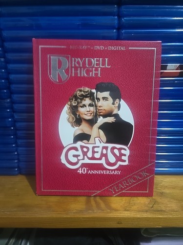 GREASE 40th Anniversary Edition (DVD/Blu-Ray) Yearbook Case Rare, Excellent Disc