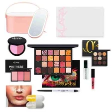 Pink Wow Pack Makeup Set- LED Mirror, Mistress 3-in-1 Face Palette & Lip Plumper