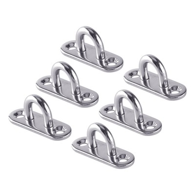 6 Pack Heavy Duty Stainless Steel M5 Strip Type Eye Plate with Enclosed Hook New