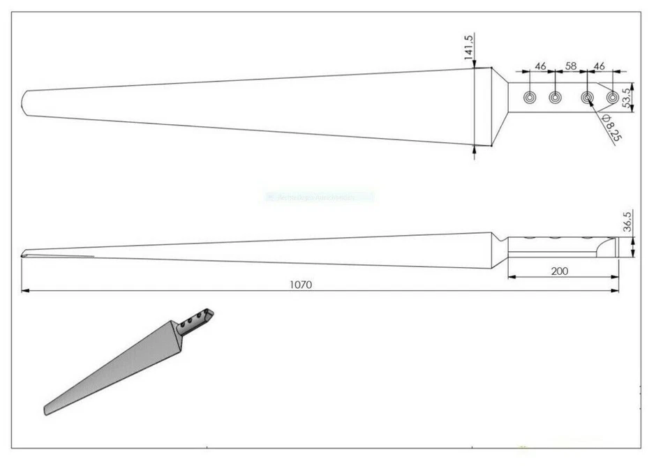 Juego de turbina eólica IstaBreeze® 107 cm - cuchillas negras de 3 piezas para generador eólico Foto 4 de 4