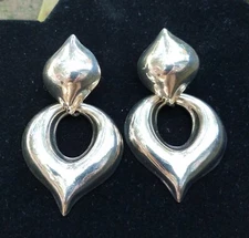 marked 925 sterling silver shiny bright sleek modern electroform earrings post