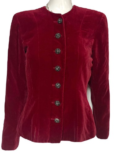 Yves Saint Laurent Rive Gauche, Vintage YVES SAINT LAURENT RIVE GAUCHE Red Velvet Jacket Size UK 8 EU 36