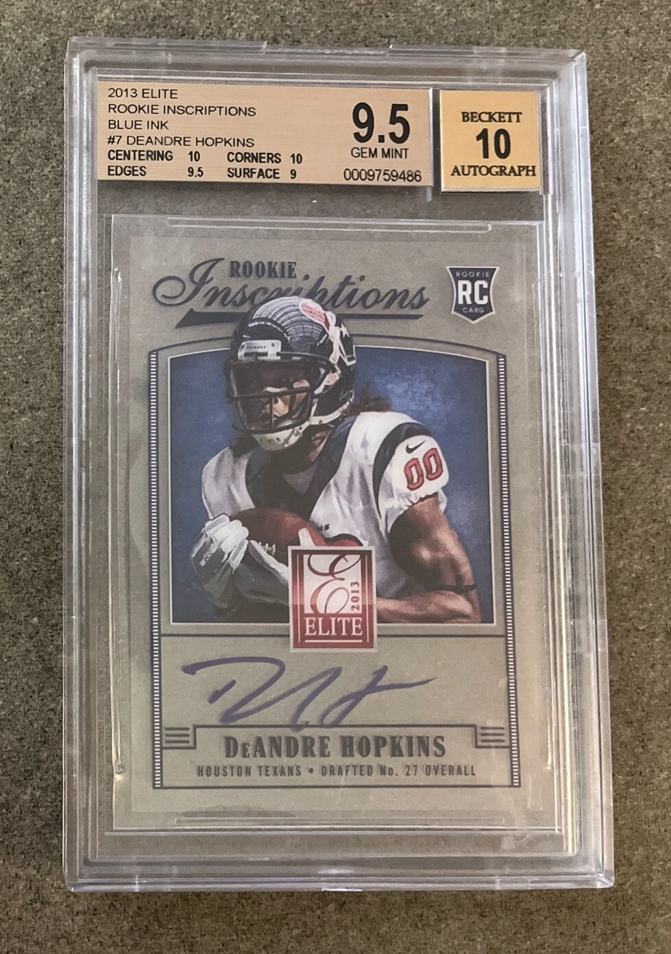 DeAndre Hopkins Panini Elite Rookie Inscriptions #7 Blue Ink