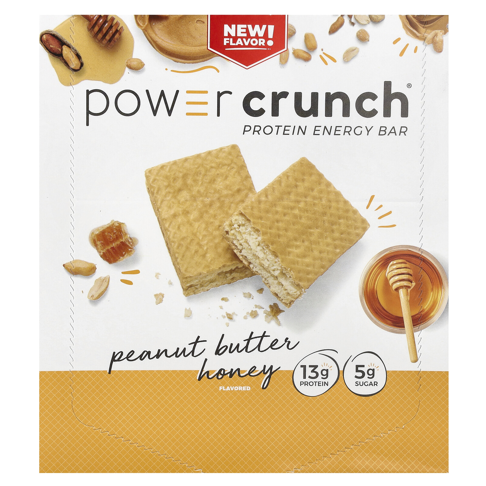 Протеиновый энергетический батончик Power Crunch с арахисовым маслом и медом 12 батончиков 14 унции 40 г 5190₽
