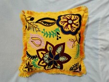 Yellow Suzani Cushion Cover Size 16x16 Decorative Cushion Cover, Handmade Cover