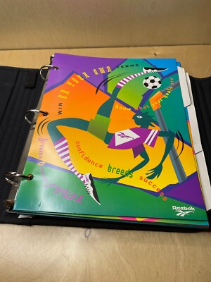 Vintage Reebok Trapper Keeper Black With 6 Folders Mead New Unused