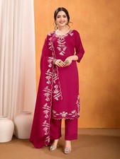 Pakistani Vichitra Silk Kurta Pant Set Designer Party Wear Ethnic Salwar Kameez