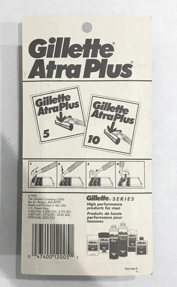 Vintage 1990 Brand New Gillette Atra Plus Metal Razor w/ 2 Cartridges Made in US - Image 2 of 2