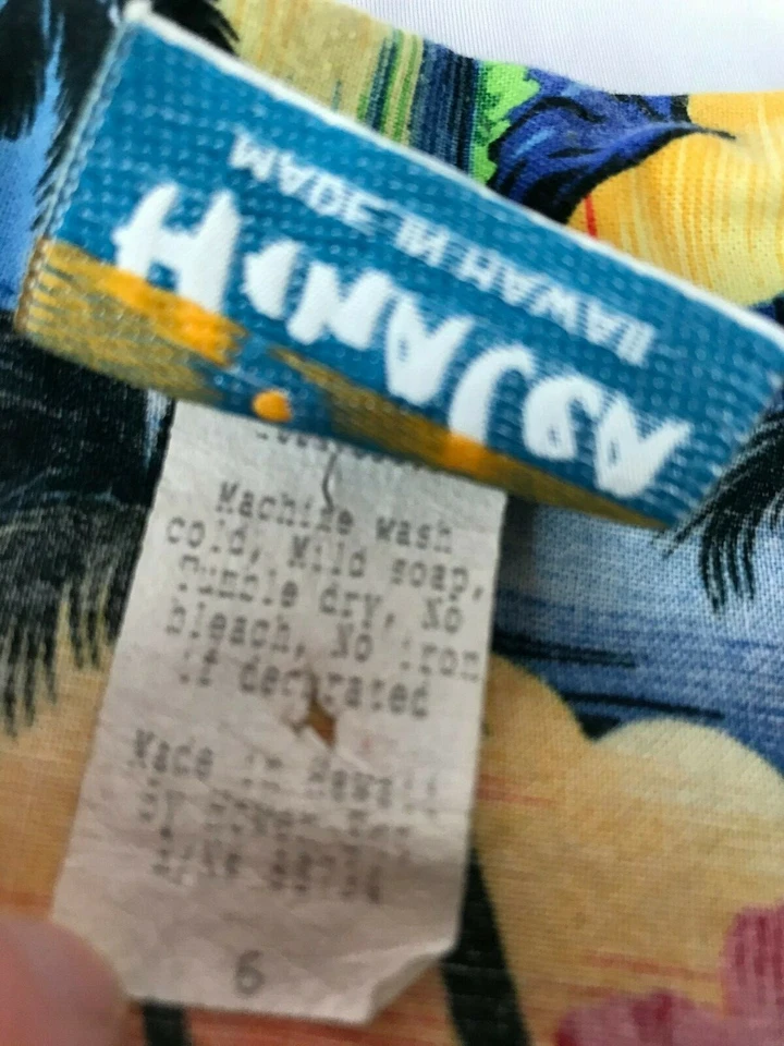 Camisa Hawaiana Tropical Hawaiana Hanalea Niños Manga Corta.  Cuello.  Botón arriba.  Foto 4 de 4