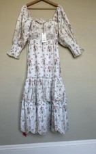 New$495 LoveShackFancy Toulon Dress 2 floral embroidered read defects Love Shack