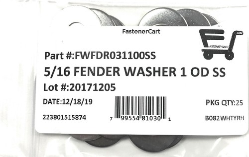 (25) 5/16 ID x 1 OD Stainless Steel Fender Washer Large OD Washers SS 18-8 - Picture 3 of 5