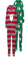 Just One You by Carter's 2 Footed Blanket Sleepers- Santa- Stripes- Green