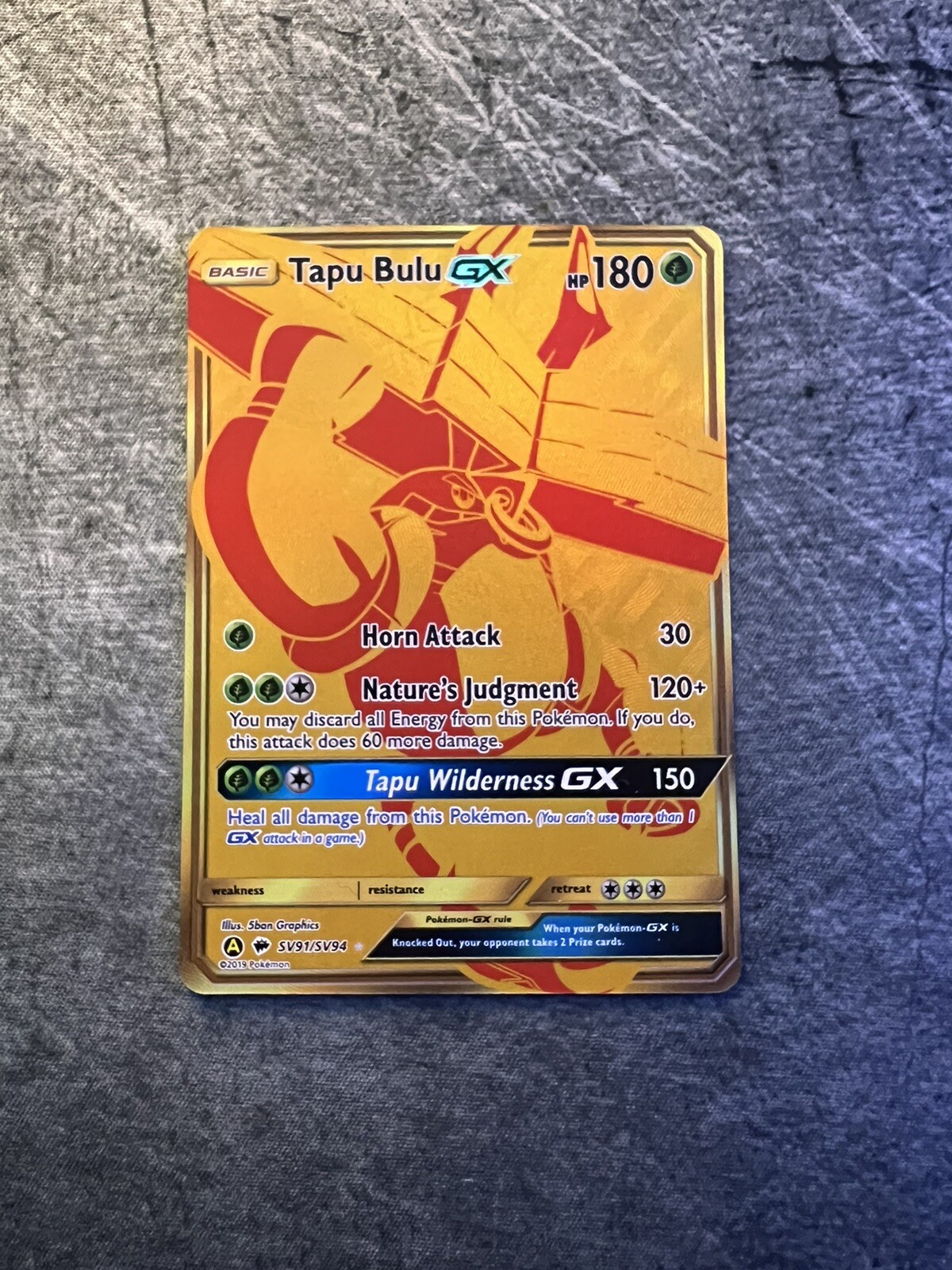 Tapu Bulu GX SV91/ SV94 Full Art Gold Ultra Rare Card Pokémon Hidden Fates - NM