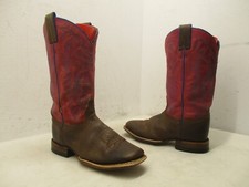 Justin Brown Fuchsia Leather Square Toe Cowboy Boots Youth Size 2 C Style JR342