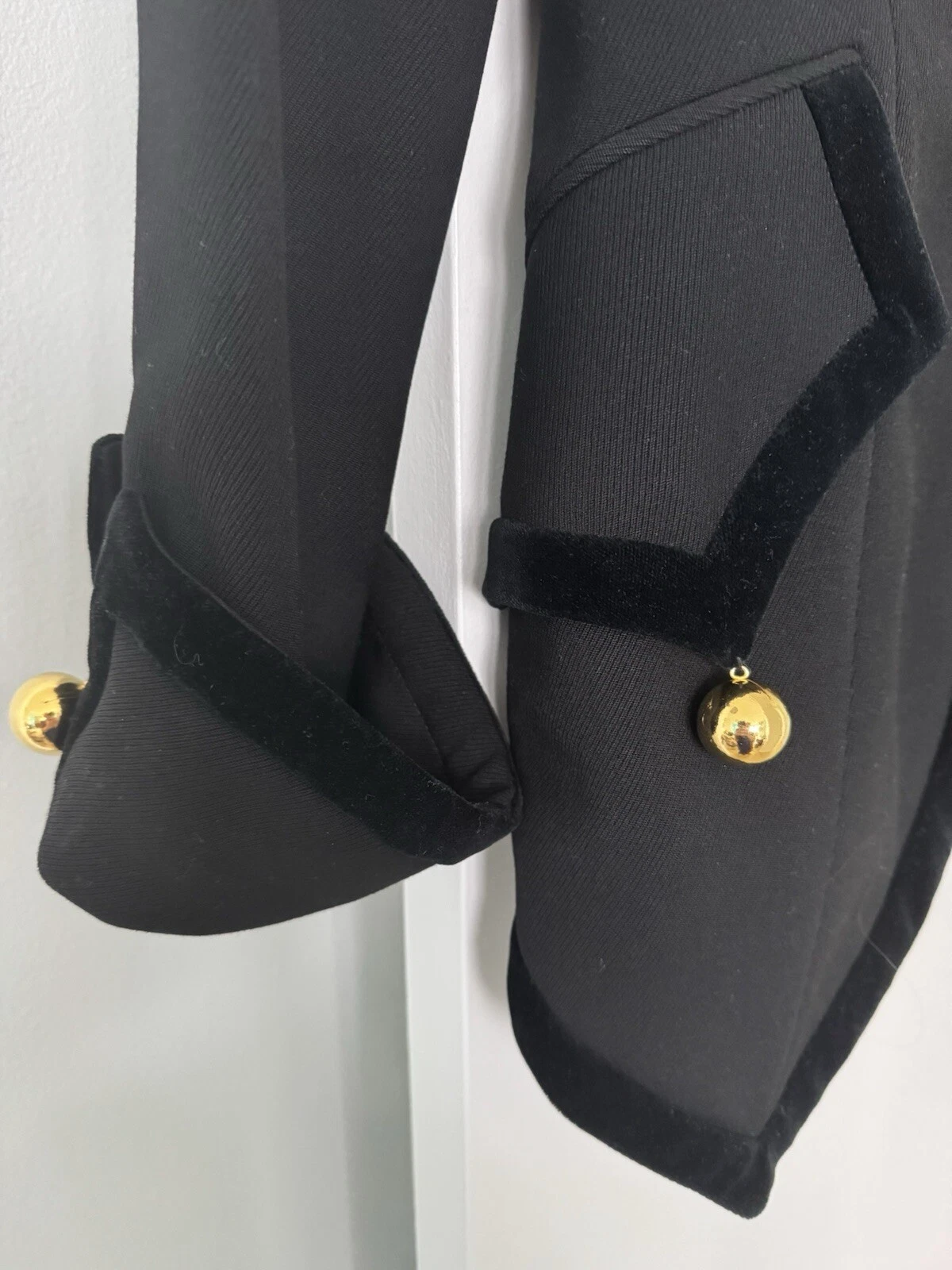 MOSCHINO BLAZER VINTAGE ECONOMICO E CHIC FAVOLOSO COMBINAZIONE DI LANA NERA 10