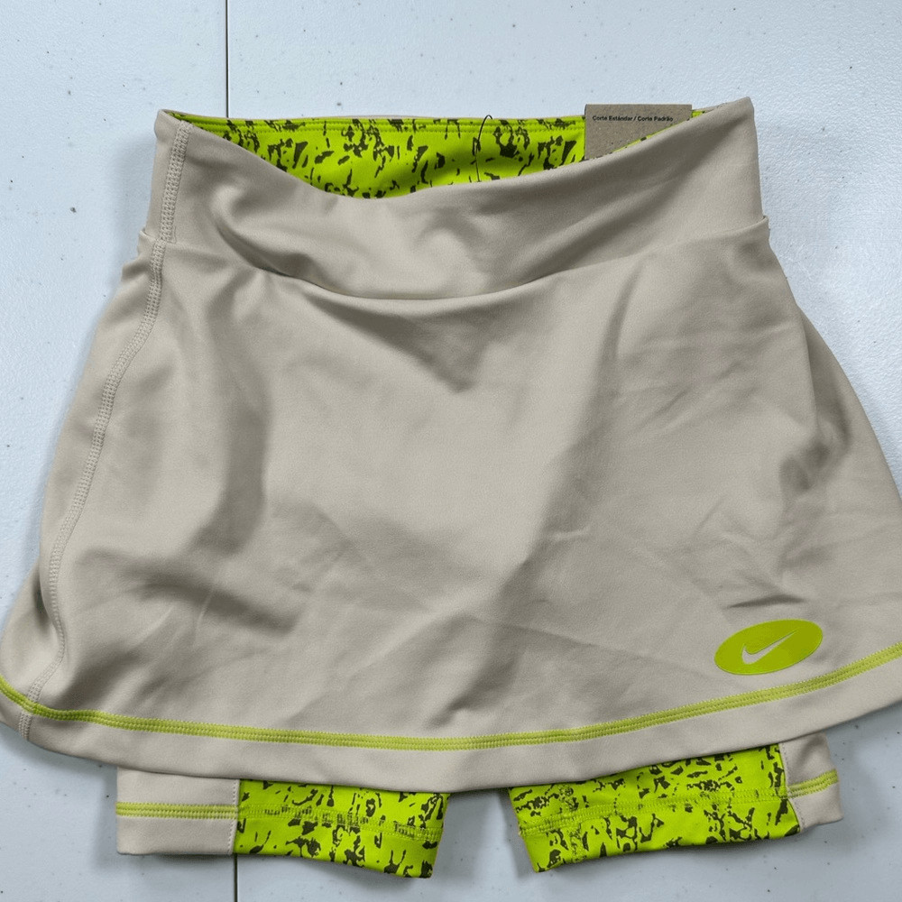 NWT NIKE Girls Kids Tan Athletic Skort Green/Black Bike Shorts - Size Small image 4