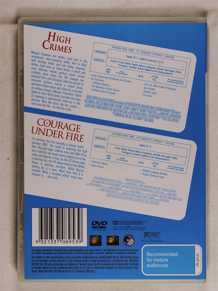 High Crimes / Courage Under Fire (DVD, 2002) - Image 2 of 2