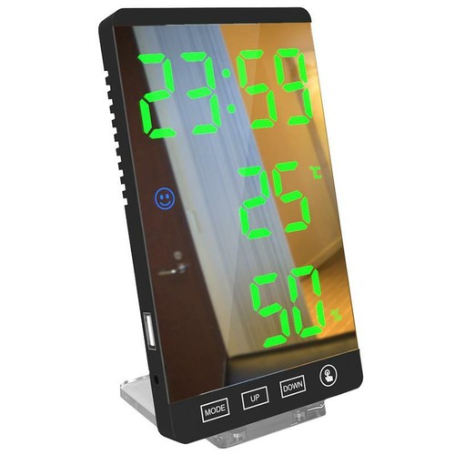 6" LED Mirror Digital Day Alarm Clock Dementia Time Temperature Humidity Wall - Picture 17 of 18