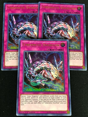 YUGIOH CYBERNETIC OVERFLOW DUOV-EN100 1ST ULTRA X3 (NM)