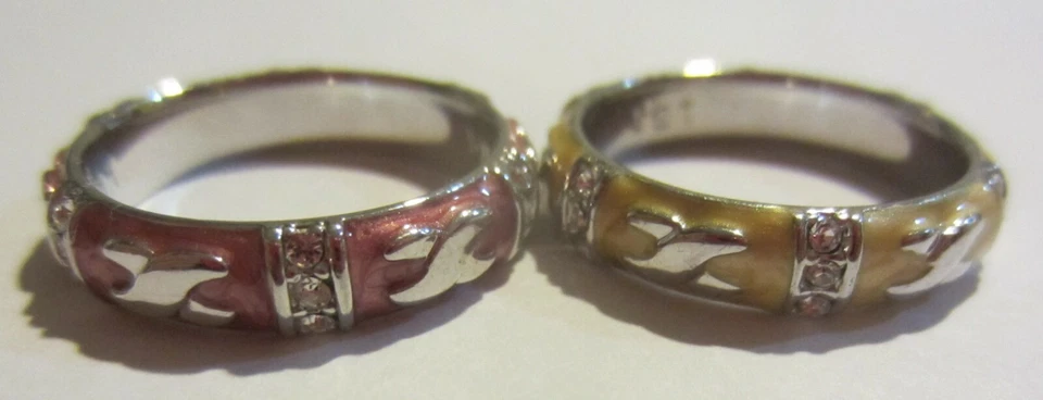 Anillos apilables de cristal esmaltado Lauren G Adams LGA amarillo/rosa  Foto 2 de 4