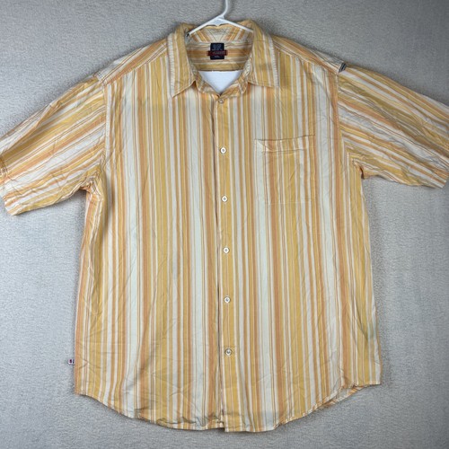 Mecca USA Shirt Button Up Short Sleeve Plaid Striped Mens XXL Yellow - Picture 2 of 10