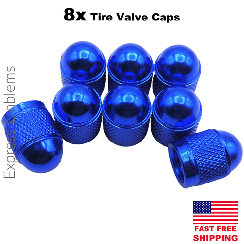 8X ALUMINUM BULLET STYLE TIRE/RIM VALVE/WHEEL AIR PORT COVER STEMS CAP/CAPS BLUE - Picture 9 of 12