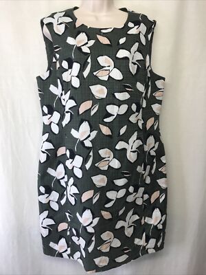 Hobbs London Crew Neck Sleeveless Sheath Floral Multi Color Dress Sz US 14/UK18