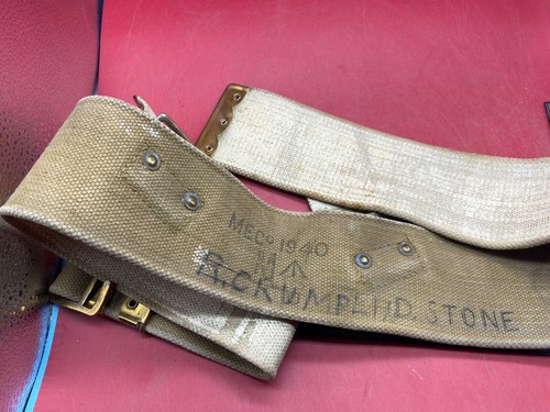 Original WW1 British Army 1908 Pattern Waist Belt - Whitewashed - 42" Waist - Picture 11 of 12