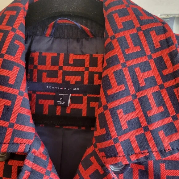 Tommy Hilfiger Women's Red Blue Print Double Breasted Jacket Size Medium thumbnail 3