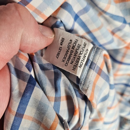 Johnnie O Button Down Hemd Herren Gr. XL blau orange kariert Prep Formance - Bild 3 von 6