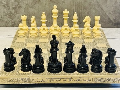 Vintage E.S. Lowe Style 32pc Chess Set Staunton Plastic