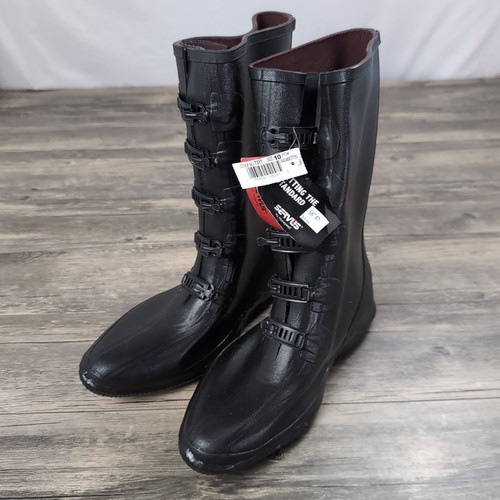Neu NOS Servus 4 Schnalle Herren schwarz Gummi Überschuh Stiefel Größe 10 Honeywell