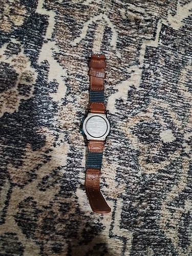 Timex Women Watch Brown Green Plastic Leather Nylon 100m Alarm Chron Date Quartz - Foto 4 di 12