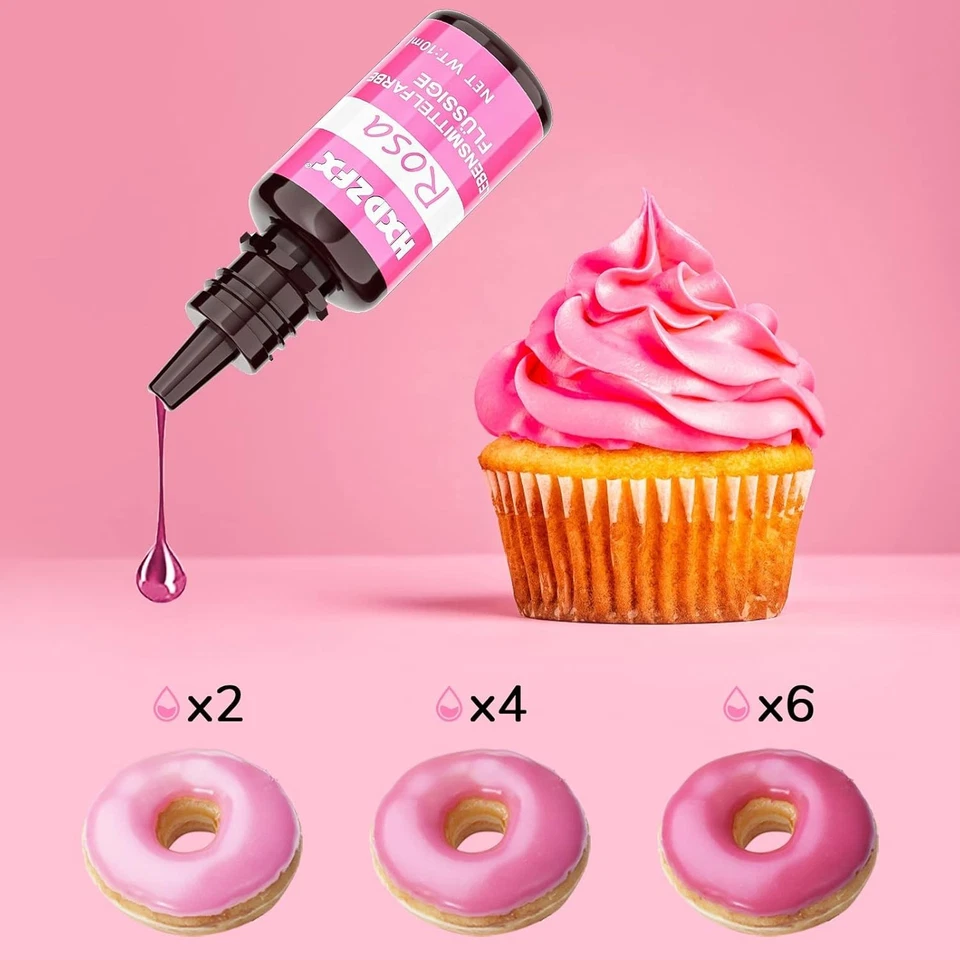 Lebensmittelfarbe - 8 Farben Flüssige Lebensmittel Set Für Tortendeko, Backen, O - Bild 4 von 4