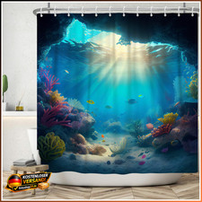 Duschvorhang 180x200 cm, Blau Unterwasserwelt...