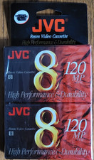 JVC 8mm Video Cassette MP 120 NTSC Blank Camcorder Tapes 2-Pack New Sealed