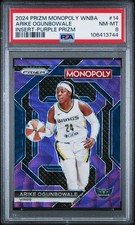 2024 PANINI PRIZM MONOPOLY WNBA INSERT PURPLE PRIZM #14 ARIKE OGUNBOWALE PSA 8