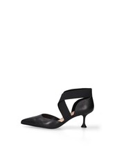 Schuh mit Absatz schwarz aus echtem Leder - e...